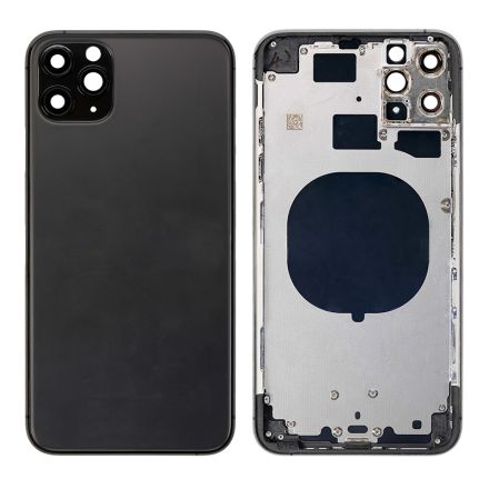 For iPhone 11 Pro Max Back Cover - Black - Without Words - OEM Assembled