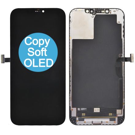 For iPhone 12 Pro Max Soft OLED Screen Digitizer Assembly with Frame - Black - Copy Soft OLED