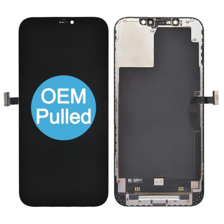 For iPhone 12 Pro Max OLED Screen Digitizer Assembly with Frame - Black - OEM Pulled
