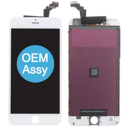 For iPhone 6 Plus LCD Assembly with Frame and Metal Plate - White - OEM Assembled