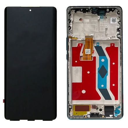 For Honor Magic5 Lite OLED Screen Digitizer Assembly with Front Frame - Titanium Silver - OEM New
