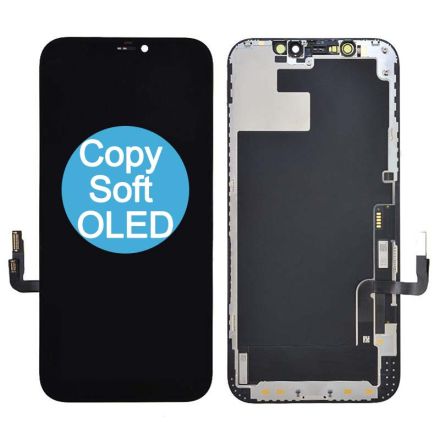 For iPhone 12/12 Pro Soft OLED Screen Digitizer Assembly with Frame - Black - Copy Soft OLED