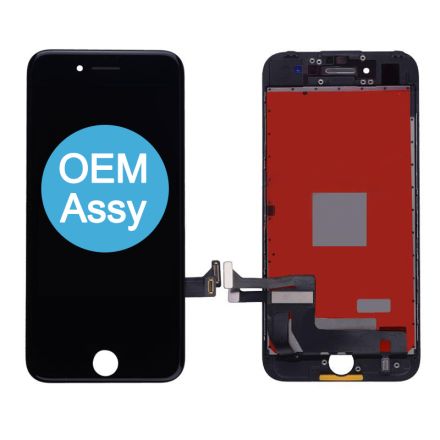 For iPhone 7 LCD Screen Digitizer Assembly with Frame and Metal Plate - Black - OEM Assembled
