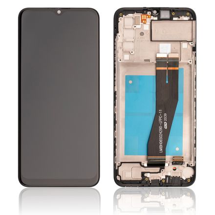 For Samsung Galaxy A02s SM-A025 LCD Screen Digitizer Assembly with Front Frame - Black - OEM Pulled