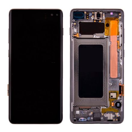For Samsung Galaxy S10+ SM-G975/G975U/G975F OLED & Digitizer Assembly with Front Frame - Black - OEM Refurbished