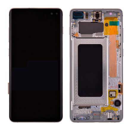 For Samsung Galaxy S10+ SM-G975/G975U/G975F OLED & Digitizer Assembly with Front Frame - Prism White - OEM Refurbished