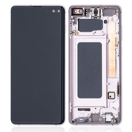 For Samsung Galaxy S10+ SM-G975/G975U/G975F OLED & Digitizer Assembly with Front Frame - Ceramic White - OEM Refurbished