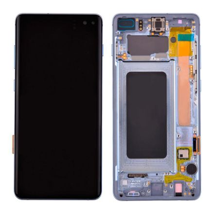 For Samsung Galaxy S10+ SM-G975/G975U/G975F OLED Screen Digitizer Assembly with Front Frame - Blue - OEM Refurbished