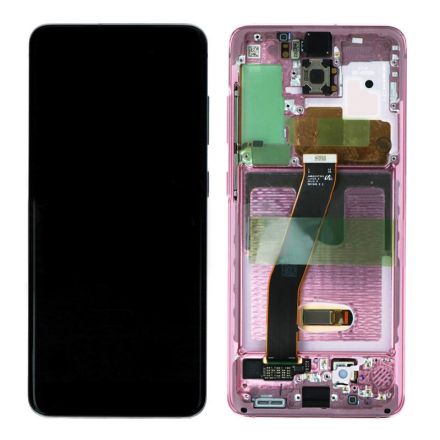 For Samsung Galaxy S20 SM-G980/G980F/G980U OLED Screen Digitizer Assembly with Front Frame - Pink - OEM New