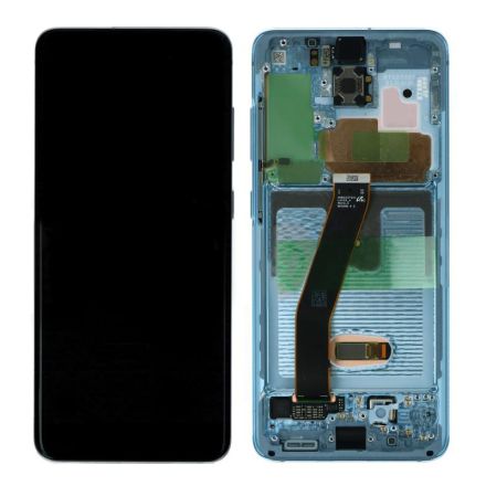 For Samsung Galaxy S20 SM-G980/G980F/G980U OLED Screen Digitizer Assembly with Front Frame - Blue - OEM New