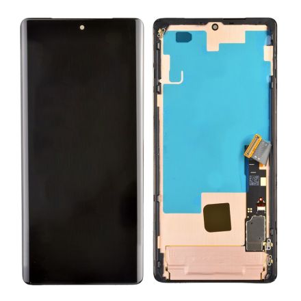 For Google Pixel 7 Pro OLED Screen Digitizer Assembly with Front Frame - Black - OEM New (Samsung)
