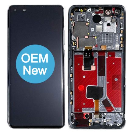 For Huawei P40 Pro OLED Screen Digitizer Assembly with Front Frame - Black - OEM New