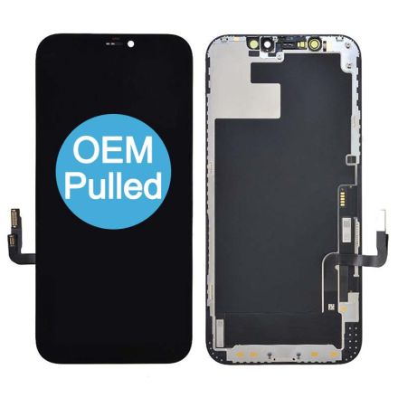 For iPhone 12/12 Pro OLED Screen Digitizer Assembly with Frame - Black - OEM Pulled