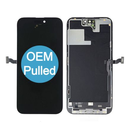 For iPhone 14 Pro Max OLED Screen Digitizer Assembly with Frame - Black - OEM Pulled