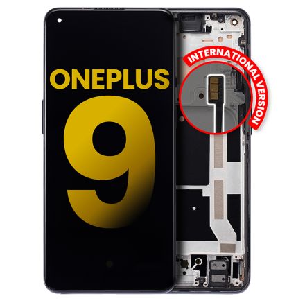 For OnePlus (1+) 9 OLED Screen Digitizer Assembly with Front Frame (International Version) - Black - OEM New
