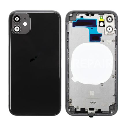 For iPhone 11 Rear Housing Back Cover - Black - Without Words - OEM Assembled