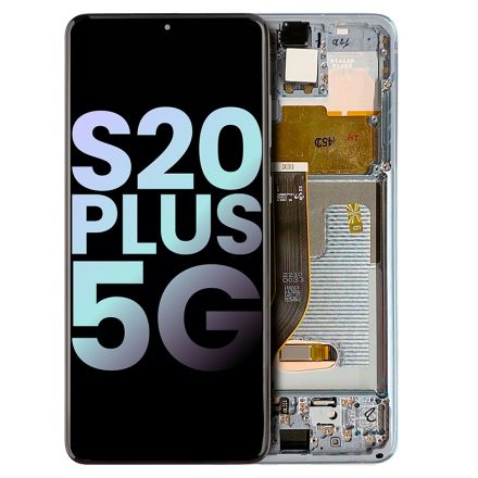 For Samsung Galaxy S20+ SM-G985/G985U/G985F OLED & Digitizer Assembly with Front Frame - Cloud White - OEM Refurbished