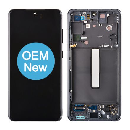 For Samsung Galaxy S21 FE G990 OLED Screen Digitizer Assembly with Front Frame - Black - OEM New