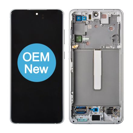 For Samsung Galaxy S21 FE G990 OLED Screen Digitizer Assembly with Front Frame - White - OEM New