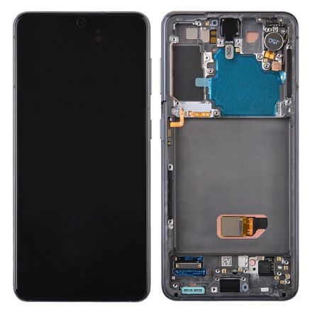 For Samsung Galaxy S21 G991U/G991B OLED Screen Digitizer Assembly with Front Frame - Black - OEM New
