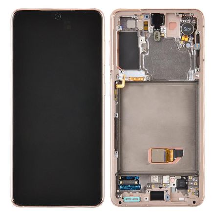 For Samsung Galaxy S21 G991U/G991B OLED Screen Digitizer Assembly with Front Frame - Pink - OEM New