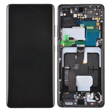 For Samsung Galaxy S21 Ultra G998U/G998B OLED Screen Digitizer Assembly with Front Frame - Black - OEM New