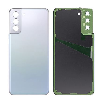 For Samsung Galaxy S21+ G996U/G996B Battery Cover with Small Parts - Silver - Samsung Logo