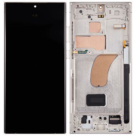 For Samsung Galaxy S23 Ultra 5G S918B (International Version) OLED Screen Digitizer Assembly with Front Frame - Cream - OEM New
